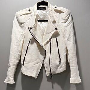 Zara white cream Women's biker moto Jacket small